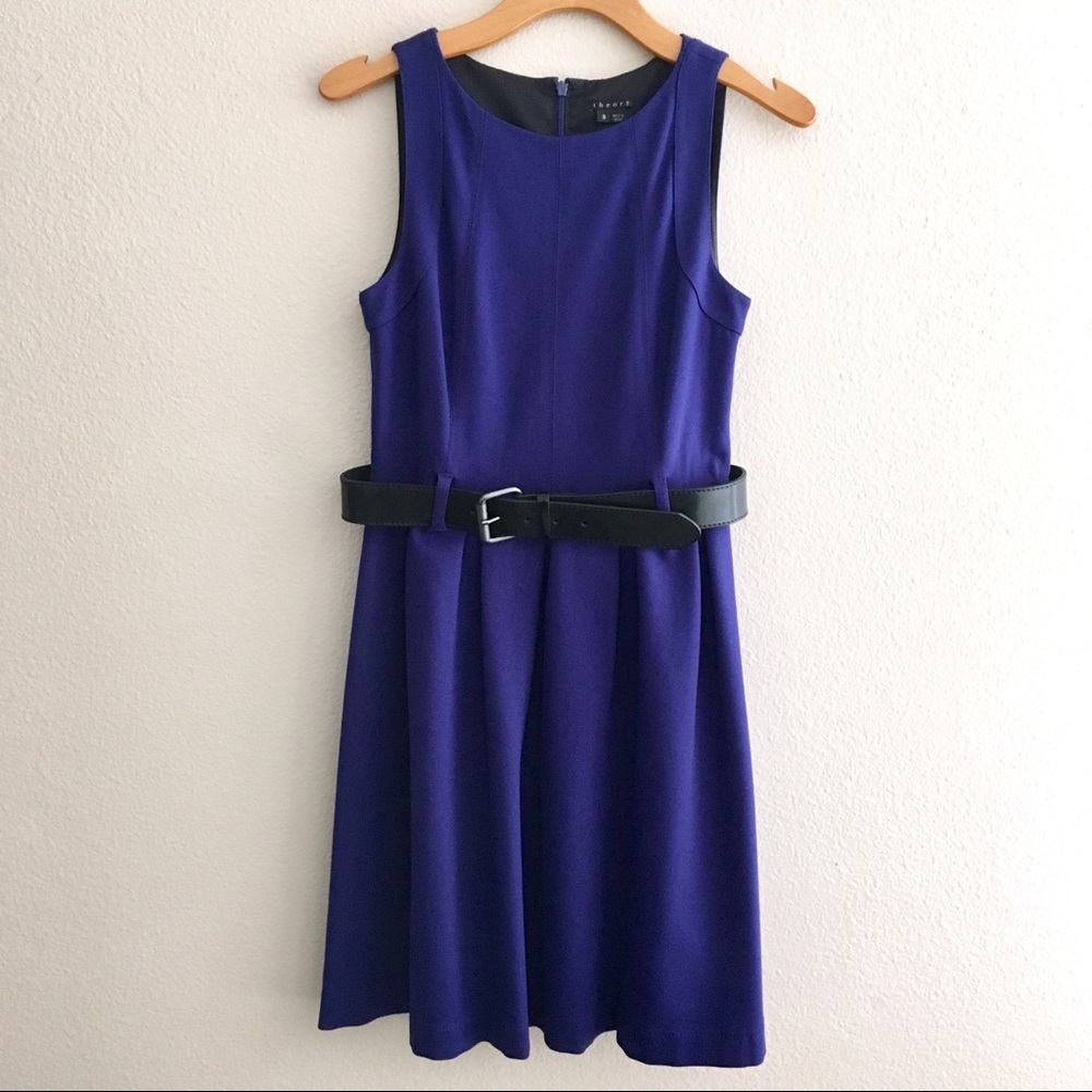 Theory Ardi Blue A-line Dress Sz 8 - Belted